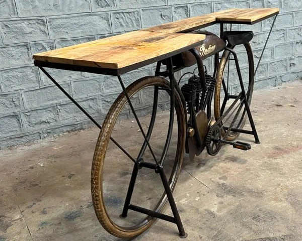 Console Vélo Vintage "Crazy" 180 Cm Métal Et Bois De Manguier Massif – Image 5