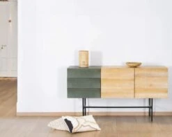 Buffet 3 Portes Japandi Bicolore Bois Et Métal "Elegancy" 150 Cm