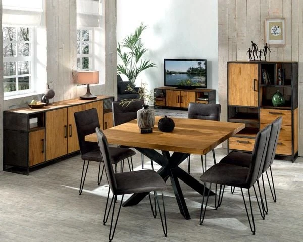 Grande Enfilade En Teck Naturel Recyclé Et Métal 5 Portes "Athéna" – Image 6