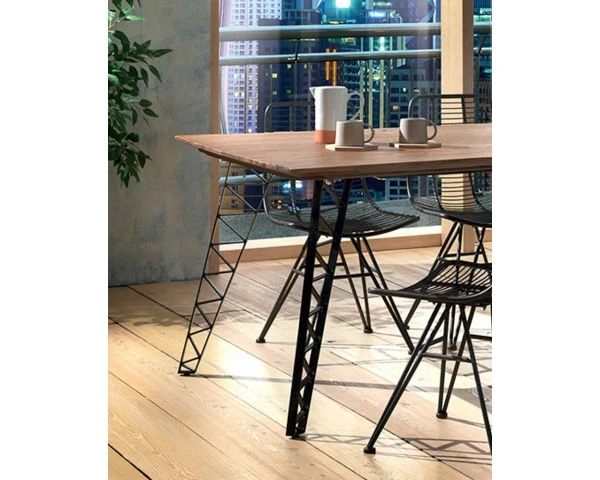 Table De Repas En Teck Et Pieds Design Industriel "Fairley" – Image 2