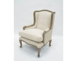 Bergère Lin Et Crème Style Classique Structure Bois Massif "Sofia"