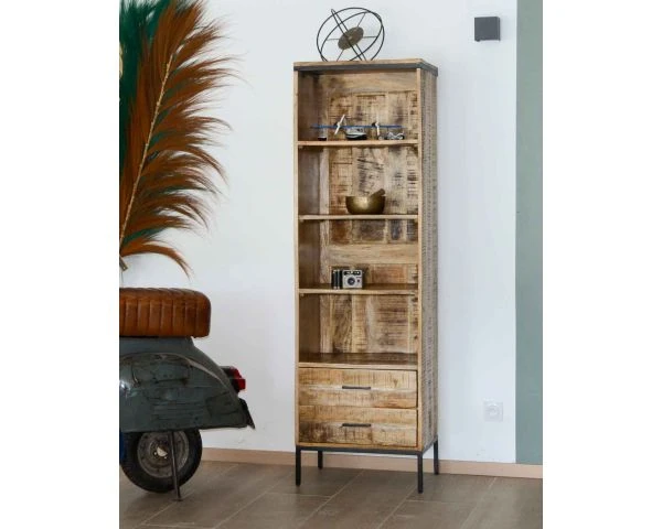 Etagère Bibliothèque Style Factory En Manguier Et Métal Brut "Mango" – Image 8