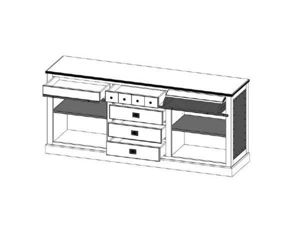 Grand Buffet Industriel En Chêne Massif Et Métal Noir "San Francisco" – Image 7