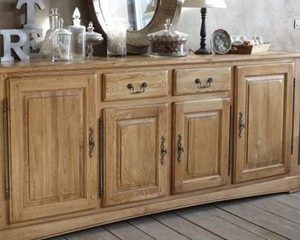 Bahut 4 Portes 2 Tiroirs Chêne Massif "Antique" – Image 3