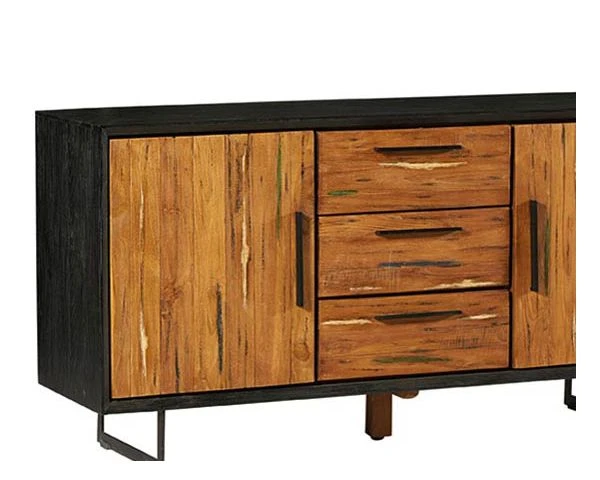 Buffet De Salle à Manger En Bois Recyclé Teck Et Métal 160 Cm "Ilowa" – Image 4