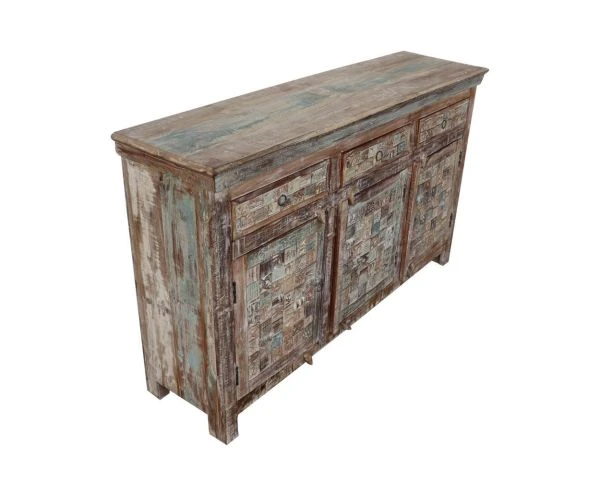 Buffet Indien En Bois Massif 3 Portes Et 3 Tiroirs Sculptés "Utopia" – Image 8