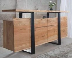 Bahut Avec Tiroirs En Bois Massif Naturel "Zen Black"