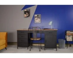 Bureau Style Industriel Métal Et Bois "Atelier"