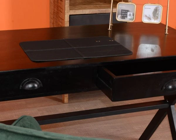 Bureau Noir En Bois Et Métal 120cm "Atelier" – Image 7