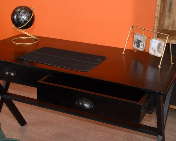 Bureau Noir En Bois Et Métal 120cm "Atelier" – Image 8