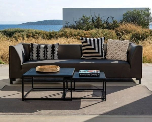 Ensemble De Jardin Gris Foncé Aluminium Et Tissu Sunbrella "Andaman Island" – Image 2