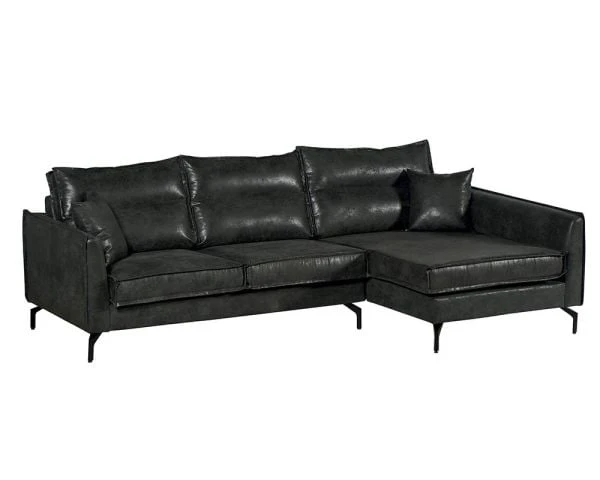 Canapé D'angle 3 Places Gris Foncé Top Confort Retour Droit "Falster" – Image 3