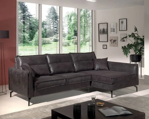 Canapé D'angle 3 Places Gris Foncé Top Confort Retour Droit "Falster"