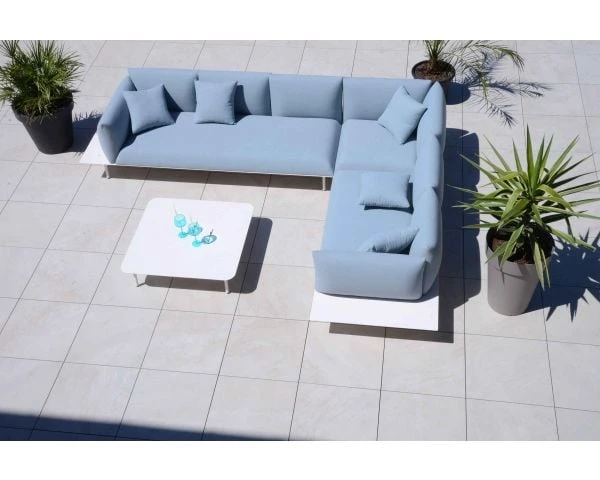 Canapé D’angle Extérieur Bleu Et Blanc Haut De Gamme "Tangalle Beach"