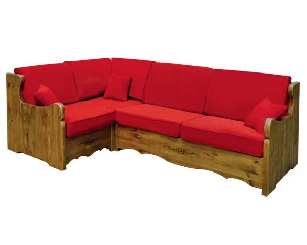 Grand Salon D'angle Style Montagnard En Pin Et Tissu Au Choix "Alaska" – Image 3