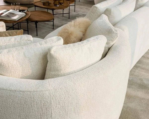Grand Canapé Design Haute Couture Tissu Blanc Bouclé "Huddle" – Image 4