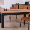 Table Bois Massif Naturel Et Noir 180cm "Flix" Style Moderne