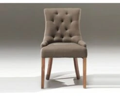 Chaise Capitonnée élégante Coloris Taupe Tissu Et Bois "Charme"