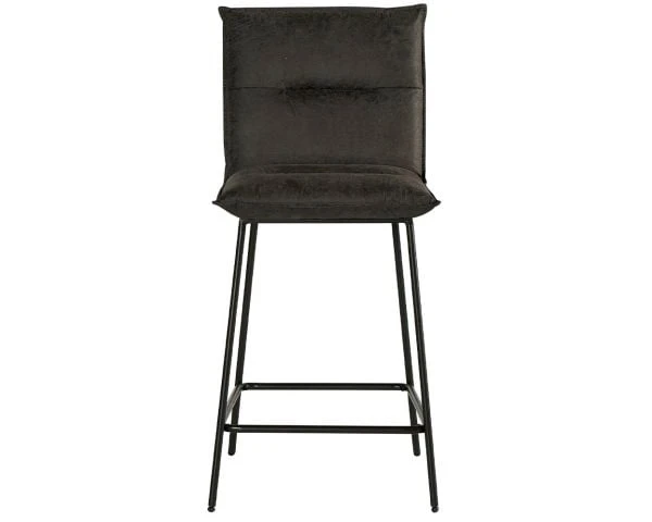 Lot De 2 Chaises Hautes Vintages En Tissu Gris Et MĂ©tal Noir Casita â Image 3