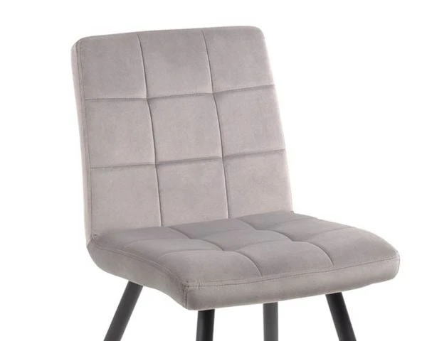 Lot De 4 Chaises De Repas Grises Et Noires "Sando" Tissu Et Métal – Image 4