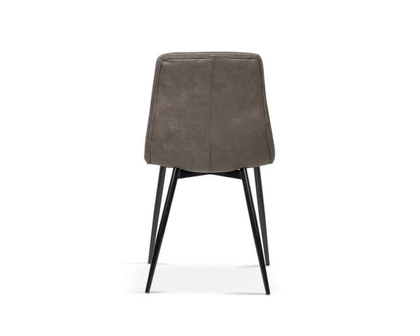 Lot De 2 Chaises Matelassées Microfibre Grise, Pieds Métal Noir "Miro" – Image 5