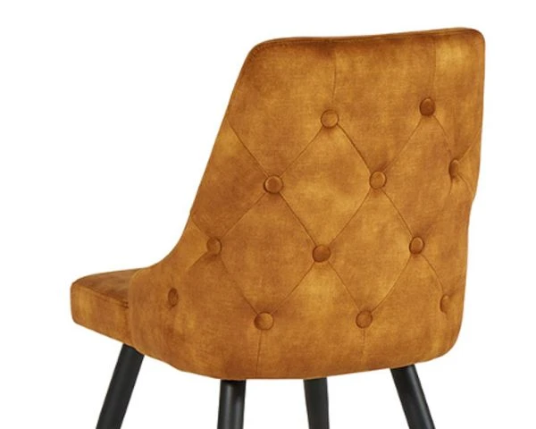 Lot De 2 Chaises Style Scandinave Tissu Havane Dos Capitonnés "Casta" – Image 4