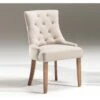 Elégante Chaise Capitonnée En Tissu écru Et Pieds Bois "Charme"