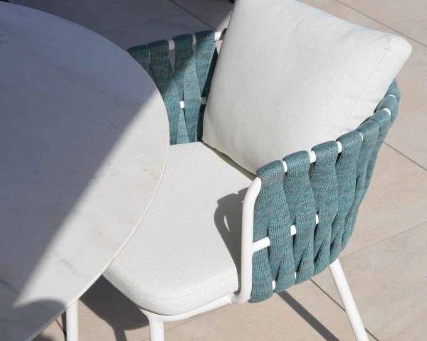 Lot De 2 Chaises Extérieures Design Alu, Corde Et Tissu "Chinon" – Image 4