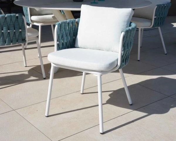 Lot De 2 Chaises Extérieures Design Alu, Corde Et Tissu "Chinon" – Image 2