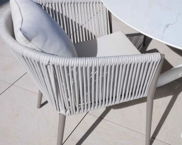 Lot De 2 Chaises De Jardin Design Tissu Et Alu Champagne "Cheverny" – Image 3