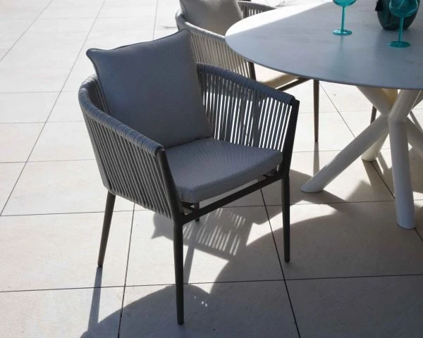 Lot De 2 Chaises De Jardin Design Tissu Et Alu Champagne "Cheverny" – Image 8