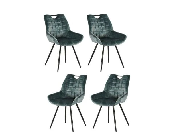 Lot De 4 Chaises De Salle à Manger Bleues Et Noires Casita "Dina" – Image 3