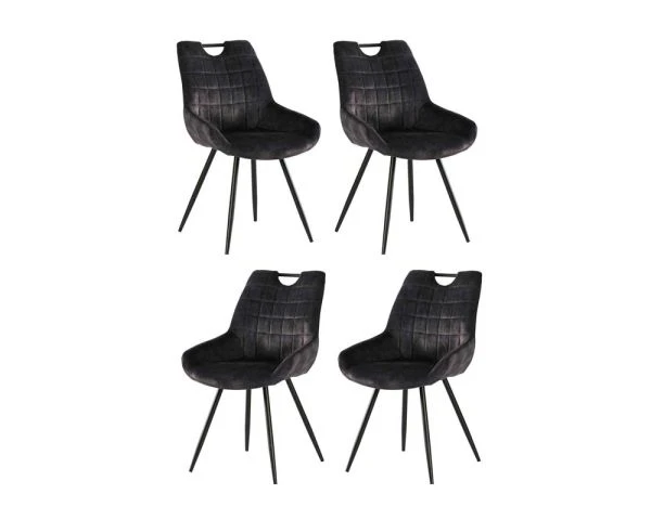 Lot De 4 Chaises Scandinaves Grises Et Noires Tissu Et Métal "Dina" – Image 2