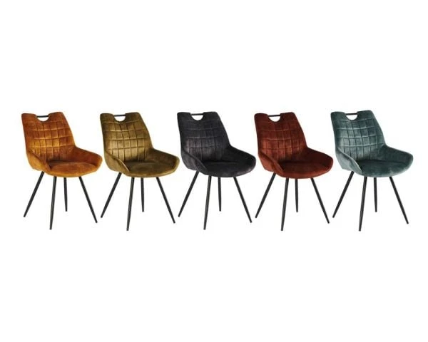 Lot De 4 Chaises Scandinaves Grises Et Noires Tissu Et Métal "Dina" – Image 3