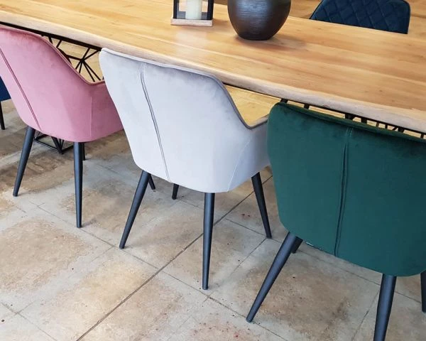 Chaise De Repas Avec Accoudoirs Rose Et Noire "Sando" – Image 4