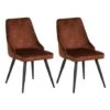 Lot De 2 Chaises Style Scandinave Tissu Havane Dos Capitonnés "Casta"
