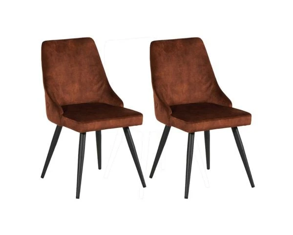 Lot De 2 Chaises Style Scandinave Tissu Havane Dos Capitonnés "Casta"