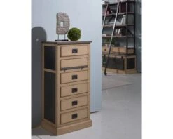 Chiffonnier-bureau Indus' Chic MĂ©tal Et ChĂȘne Massif "San Francisco"