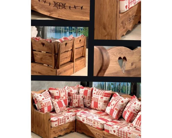 Grand Salon D'angle Style Montagnard En Pin Et Tissu Au Choix "Alaska" – Image 6