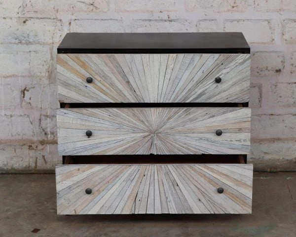 Commode 3 Tiroirs Bois Recyclé Et Métal Noir Design "Bristlecone" – Image 9