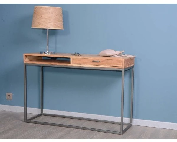 Console Avec Rangement Métal Et Bois "Zen"