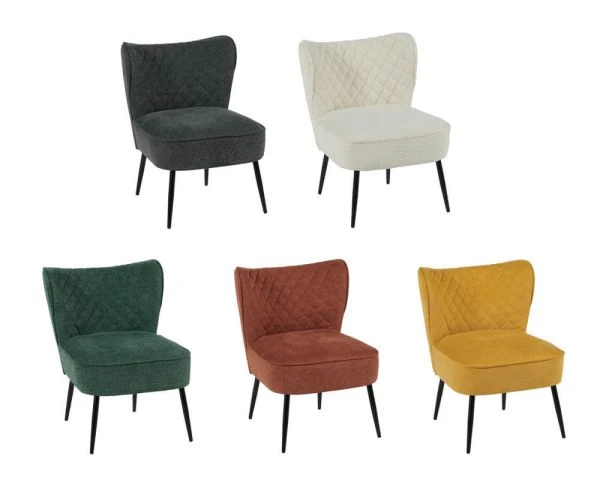 Lot De 2 Fauteuils Tissu Jaune Moutarde Pieds Compas Fer Noir "Deka" – Image 3