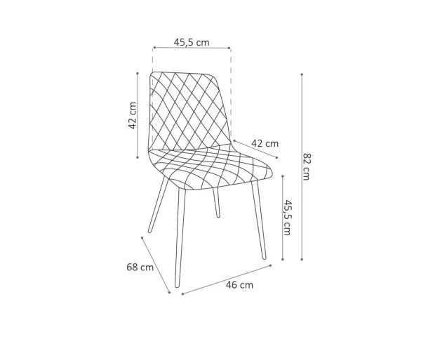 Lot De 2 Chaises Matelassées Microfibre Grise, Pieds Métal Noir "Miro" – Image 9