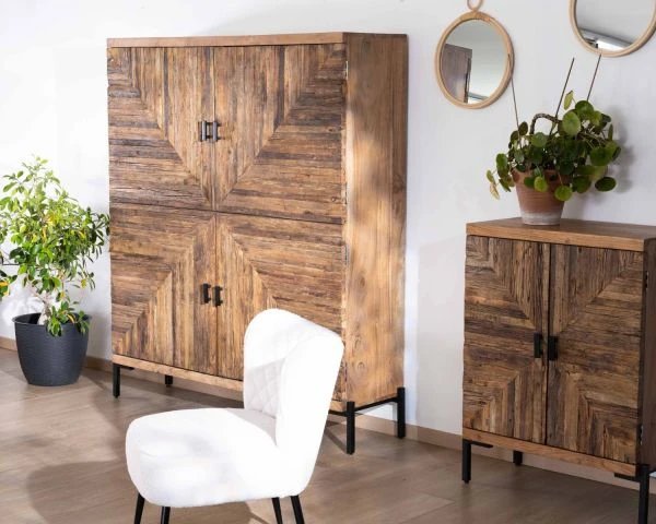 Buffet Ethnique Acacia 4 Portes Pieds Métal "Géonidum" – Image 6