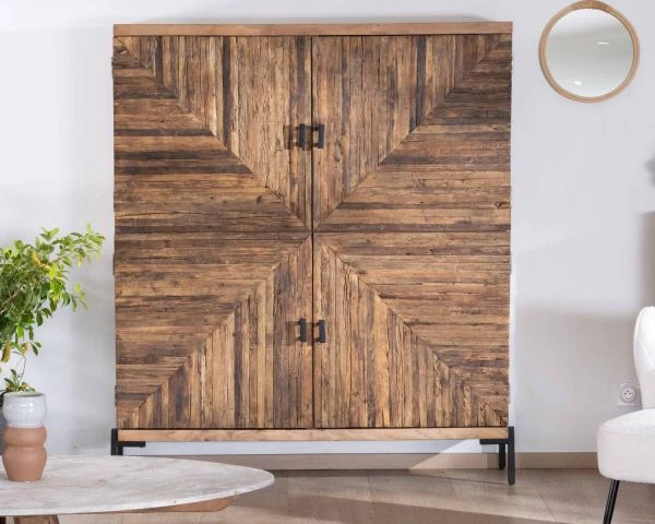 Buffet Ethnique Acacia 4 Portes Pieds Métal "Géonidum" – Image 3