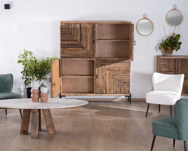 Buffet Ethnique Acacia 4 Portes Pieds Métal "Géonidum" – Image 5