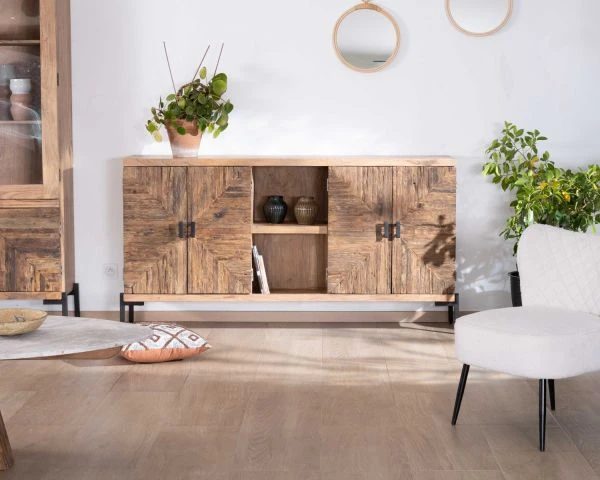 Grand Buffet Bas Acacia Massif 175cm Style Ethnique "Géonidum" – Image 7