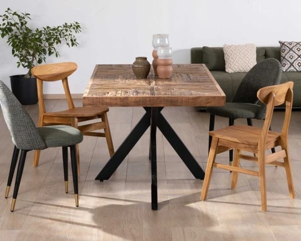 Table Rectangulaire 180cm Acacia Finition Chevrons Piètement Métal Mikado "Géonidum" – Image 8