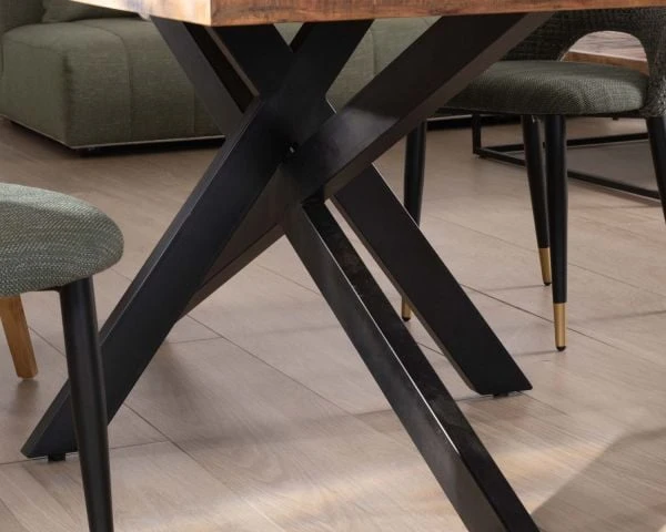 Table Rectangulaire 180cm Acacia Finition Chevrons Piètement Métal Mikado "Géonidum" – Image 4