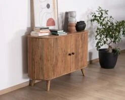 Rangement 2 Portes Style Vintage Bords Arrondis Acacia Massif "Boomer"